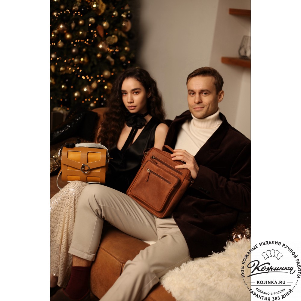  Мужская кожаная сумка "Гектор" (коричневая крейзи)